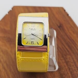 Milano Womens Square Dial Bright Yellow Wrap Watch Retro Mod Bold Eclectic Twee